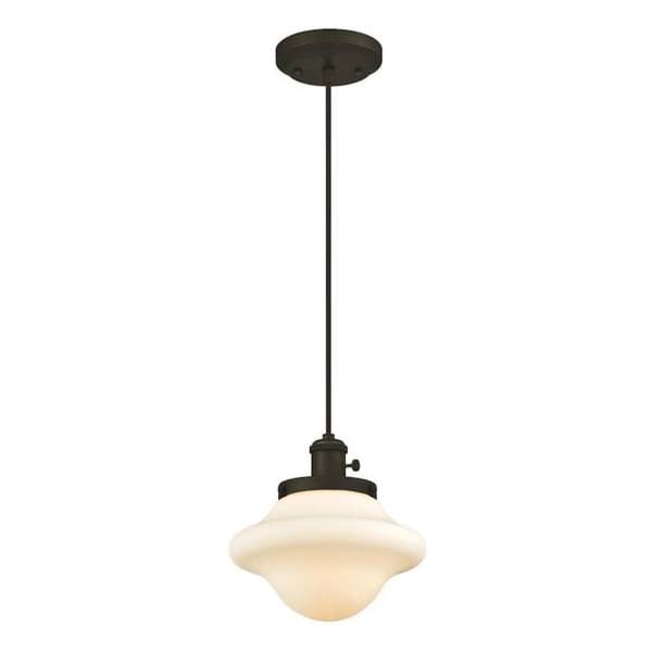 1 Light Oil Rubbed Bronze Frosted Opal Glass Shade