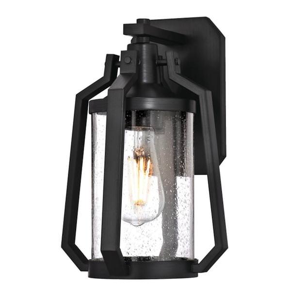 1 Light Matte Brushed Gun Metal Outdoor Wall Lantern Fixture