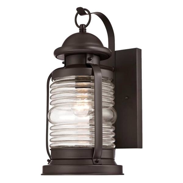 1 Light Weathered Bronze Finish Outdoor Wall Fixture