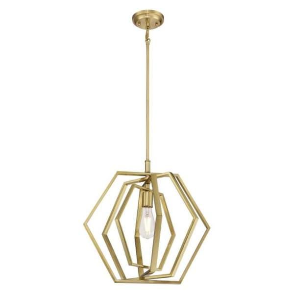 1 Light Champagne Brass Pendant Light Fixture