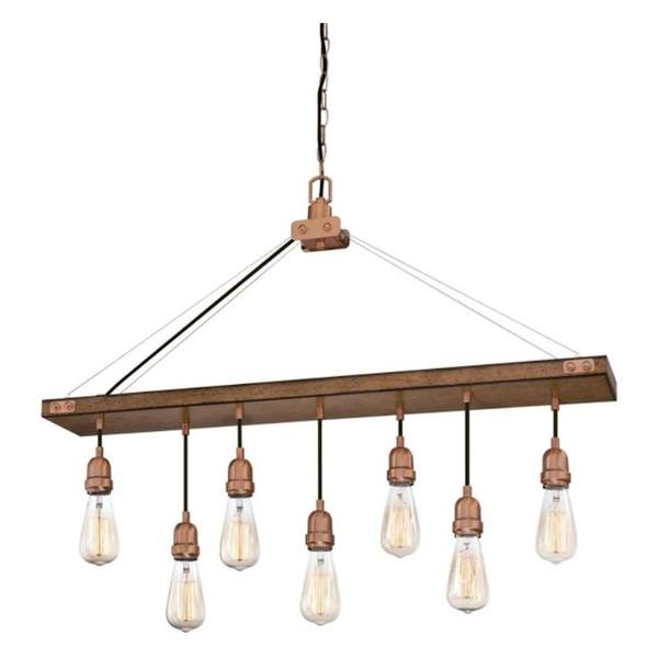 7 Light Barnwood with Washed Copper Accents Chandelier Light Fixture