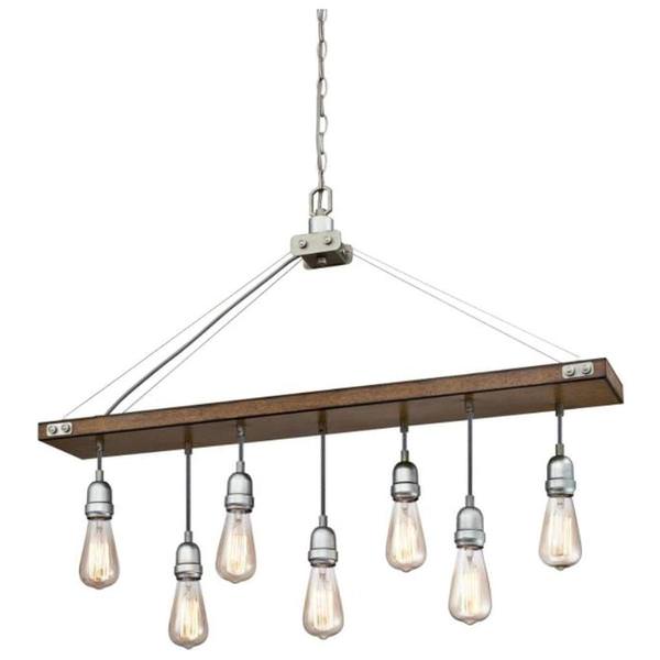 7 Light Barnwood with Galvanized Steel Accents Chandelier Light Fixture