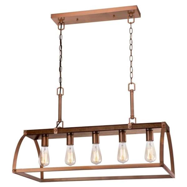 5 Light Barnwood with Washed Copper Accents Chandelier Light Fixture