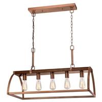 View 5 Light Barnwood with Washed Copper Accents Chandelier Light Fixture