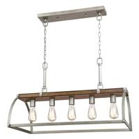 View 5 Light Barnwood with Galvanized Steel Accents Chandelier Light Fixture
