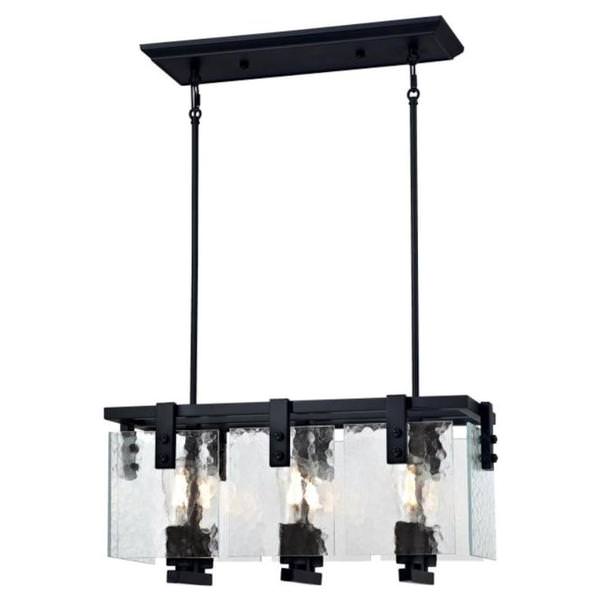 6 Light Matte Black Clear Water Glass Shades Chandelier Light Fixture
