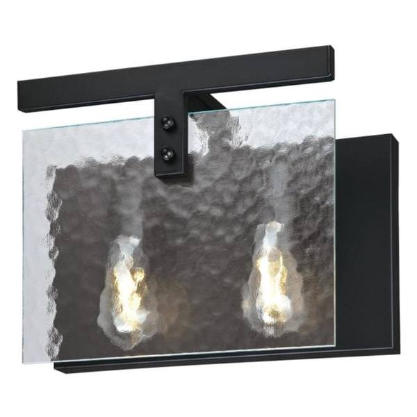 2 Light Matte Black Water Glass Shades Wall Light Fixture