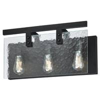 View 3 Light Matte Black Water Glass Shades Wall Light Fixture