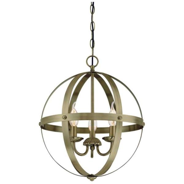 3 Light Antique Brass Chandelier Light Fixture