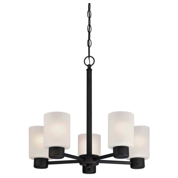 5 Light Oil Rubbed Bronze Frosted Glass Shades Chandelier Light Fixture