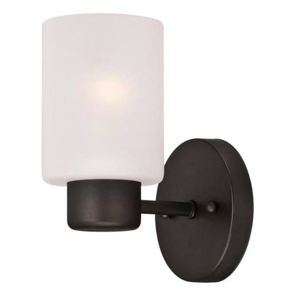 1 Light Oil Rubbed Bronze Frosted Glass Shade Wall Light Fixture