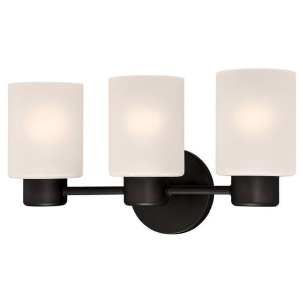 3 Light Oil Rubbed Bronze Frosted Glass Shades Wall Light Fixture