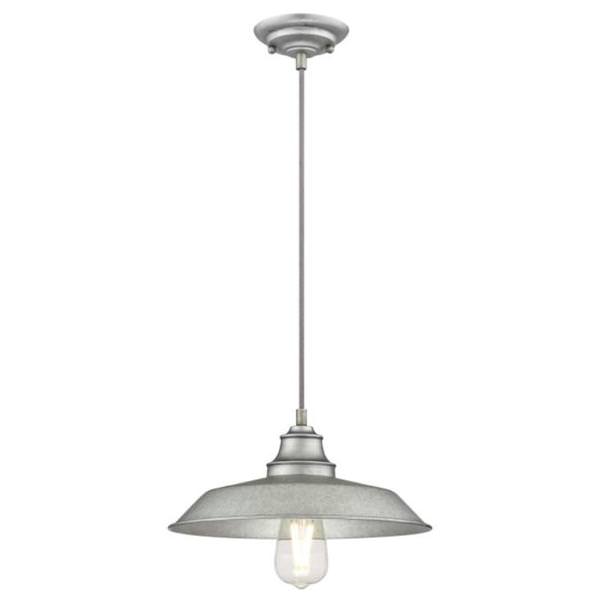 1 Light Galvanized Steel Pendant