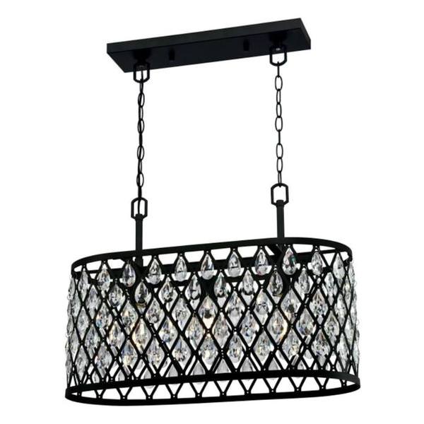 3 Light Matte Black Mesh with Crystals Chandelier