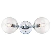 View 2 Light Chrome Clear Glass Shades Wall Light Fixture