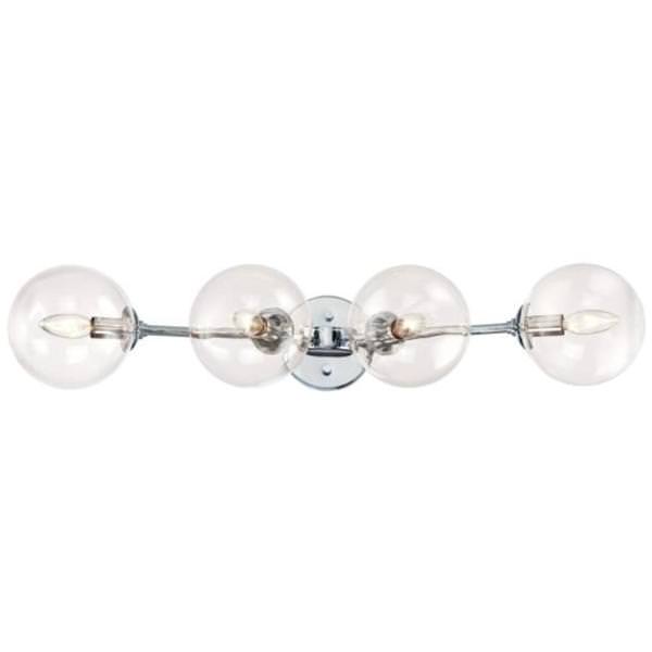 4 Light Chrome Clear Glass Shades Wall Light Fixture