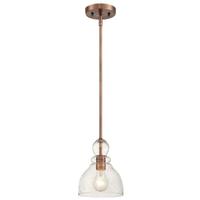 Westinghouse 1 Light Washed Copper Clear Seeded Glass Shade Mini Pendant Light Fixture