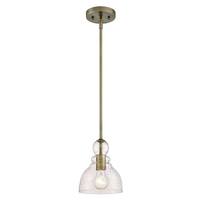 Westinghouse 1 Light Antique Brass Clear Seeded Glass Mini Pendant