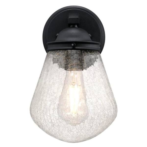 1 Light 12" Lantern Textured Black Wall Light Fixture