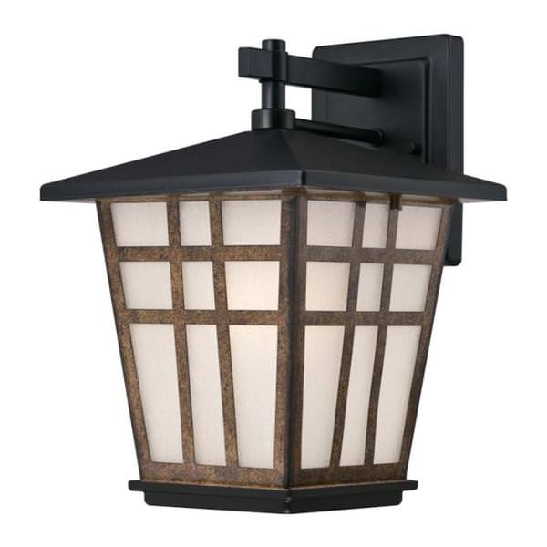 1 Light Matte Black with Barnwood Accents Wall Light Fixture