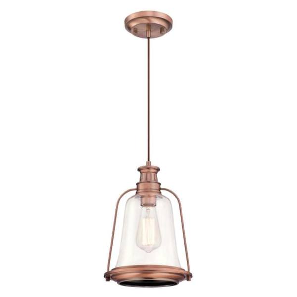 1 Light Washed Copper Finish Clear Glass Mini Pendant Light Fixture