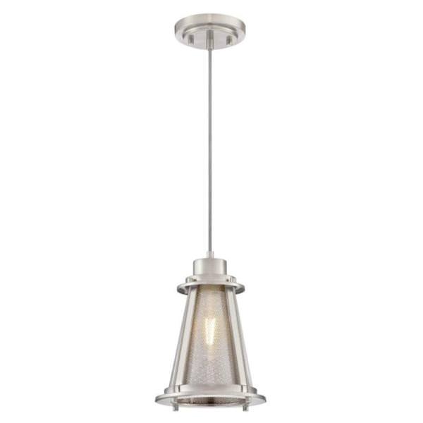 1 Light Brushed Nickel Finish with Mesh and Clear Glass Mini Pendant Light Fixture