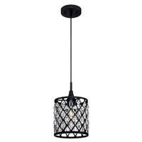 View 1 Light Matte Black Finish Mesh with Crystals Mini Pendant Light Fixture