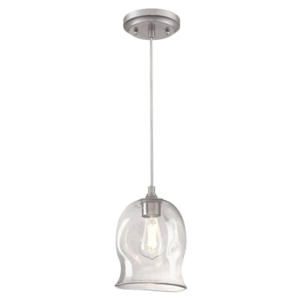 1 Light Brushed Nickel Finish Clear Indented Glass Mini Pendant