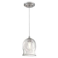 Westinghouse 1 Light Brushed Nickel Finish Clear Indented Glass Mini Pendant