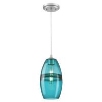 Westinghouse 1 Light Brushed Nickel Finish Turquoise Glass Mini Pendant