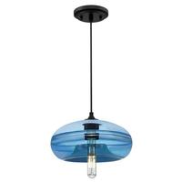 Westinghouse 1 Light Matte Black Finish Sapphire Glass Mini Pendant