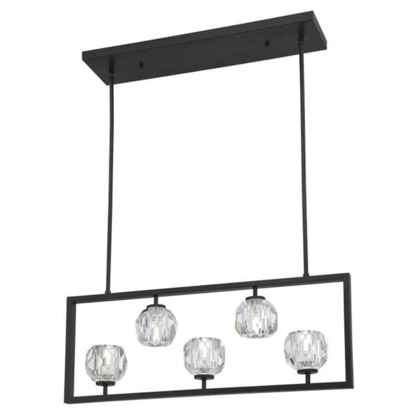 5 Light 5 watt 3000K Natural White Matte Brushed Gun Metal Finish with Crystal Glass Shades Dimmable LED Chandelier