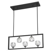 View 5 Light 5 watt 3000K Natural White Matte Brushed Gun Metal Finish with Crystal Glass Shades Dimmable LED Chandelier