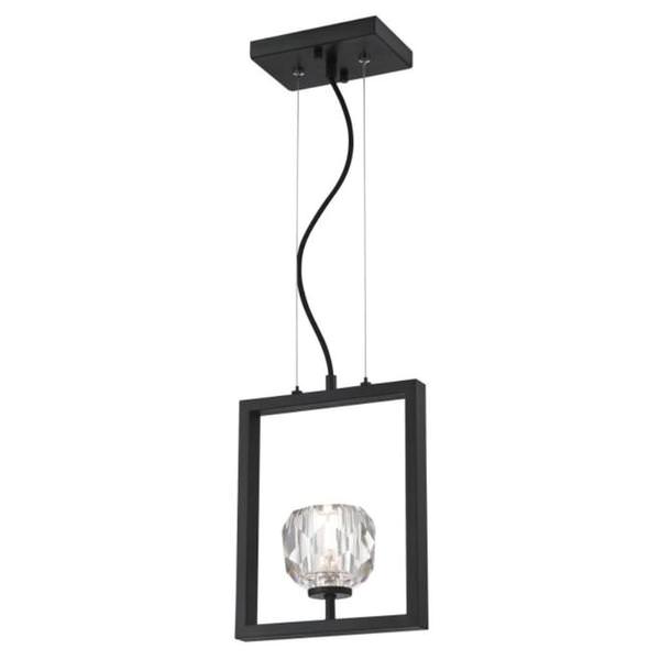 1 Light Matte Brushed Gun Metal with Crystal Shade Dimmable LED Mini Pendant