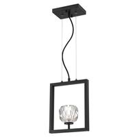 View 1 Light Matte Brushed Gun Metal with Crystal Shade Dimmable LED Mini Pendant