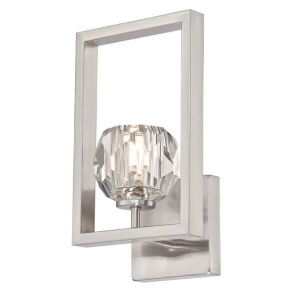 1 Light Brushed Nickel Crystal Glass Shade Dimmable Wall Light Fixture