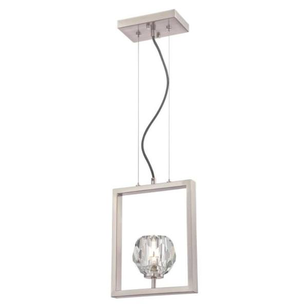 1 Light Brushed Nickel with Crystal Shade Dimmable LED Mini Pendant