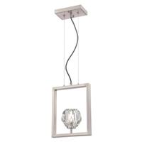 View 1 Light Brushed Nickel with Crystal Shade Dimmable LED Mini Pendant