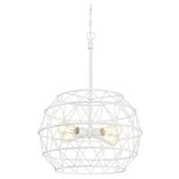 View 4 Light White Cage Chandelier Light Fixture