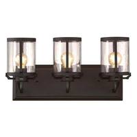 View 3 Light Oil Rubbed Bronze with Clear Seeded Glass Wall Light Fixture