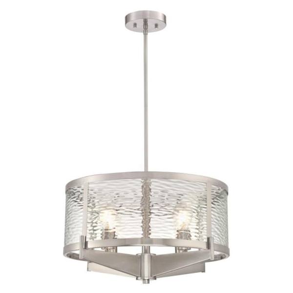 4 Light Brushed Nickel Clear Water Glass Chandelier Light Fixture