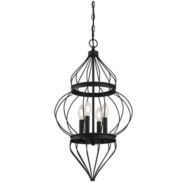 4 Light Matte Black Chandelier Light Fixture