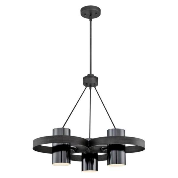 3 Light Distressed Aluminum Gun Metal Shades Chandelier Light Fixture