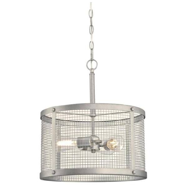 3 Light Galvanized Steel Mesh Shade Pendant Light Fixture