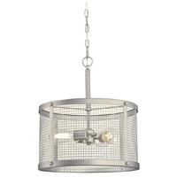 View 3 Light Galvanized Steel Mesh Shade Pendant Light Fixture