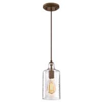 Westinghouse 1 Light Barnwood Clear Textured Glass Mini Pendant