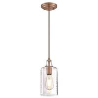 Westinghouse 1 Light Washed Copper Clear Textured Glass Mini Pendant