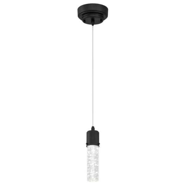 1 Light 8 watt Matte Black Bubble Glass Dimmable LED Pendant Light Fixture