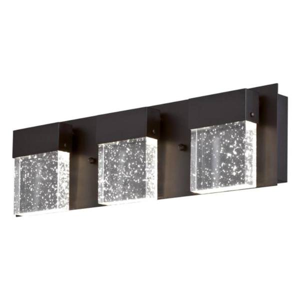 3 Light 21 watt Matte Black Bubble Glass Shades Dimmable LED Indoor Wall Fixture
