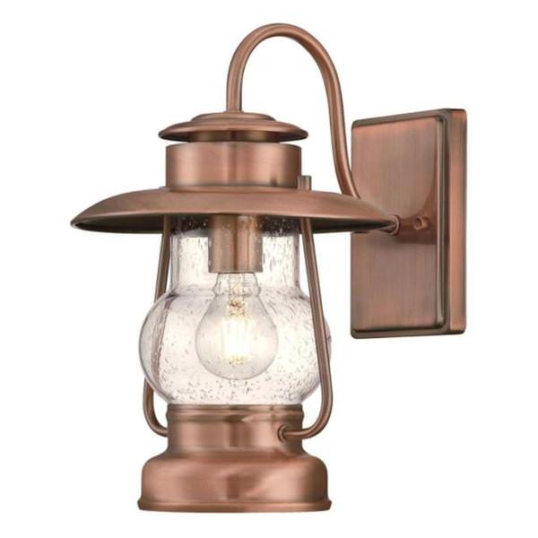 1 Light 11.25" Washed Copper with Clear Seeded Glass Wall Lantern
